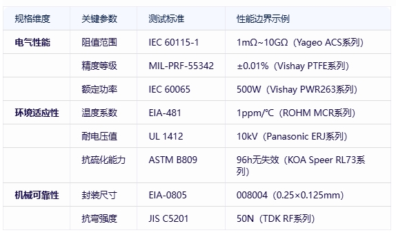 電阻器分類、規(guī)格要素及全球頭部廠商對比分析